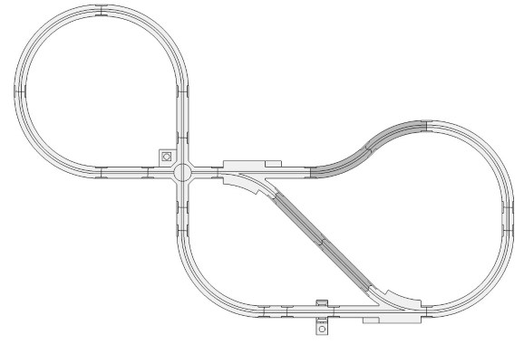 3D printed LEGO monorail compatible diagonal track.