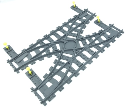 3D printed LEGO compatible double cross over, equivalent of LEGO set 7996.