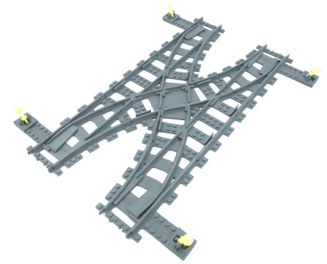 3D printed LEGO compatible double cross over, equivalent of LEGO set 7996.