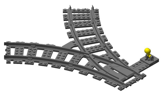 3D printed LEGO compatible wye switch.