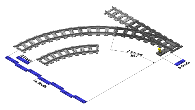 3D printed LEGO compatible R56 track switch.