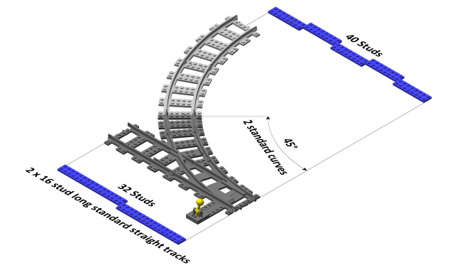 3D printed LEGO compatible continuous curve switch.