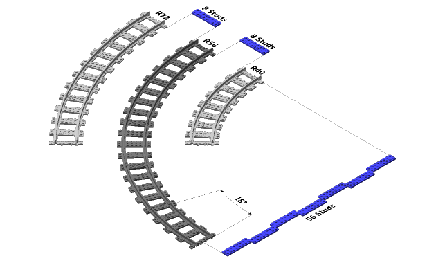 3D printed LEGO compatible R56 curve.