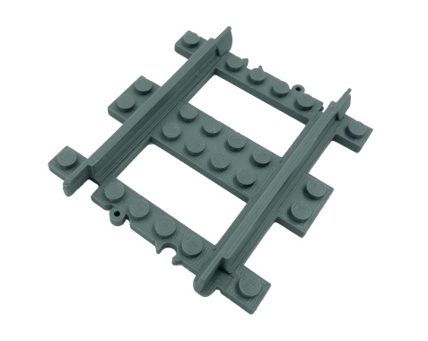 3D printed LEGO train compatible half straight track.