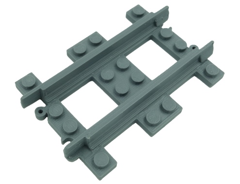 3D printed LEGO train compatible half straight narrow gauge track.