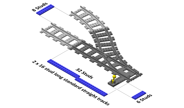 3D printed LEGO compatible parallel track switch.