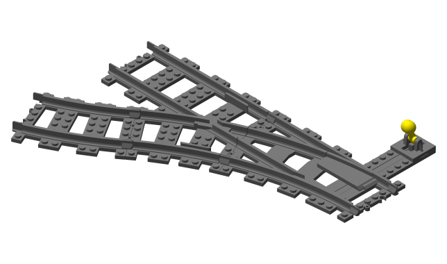 3D printed LEGO compatible parallel track switch.