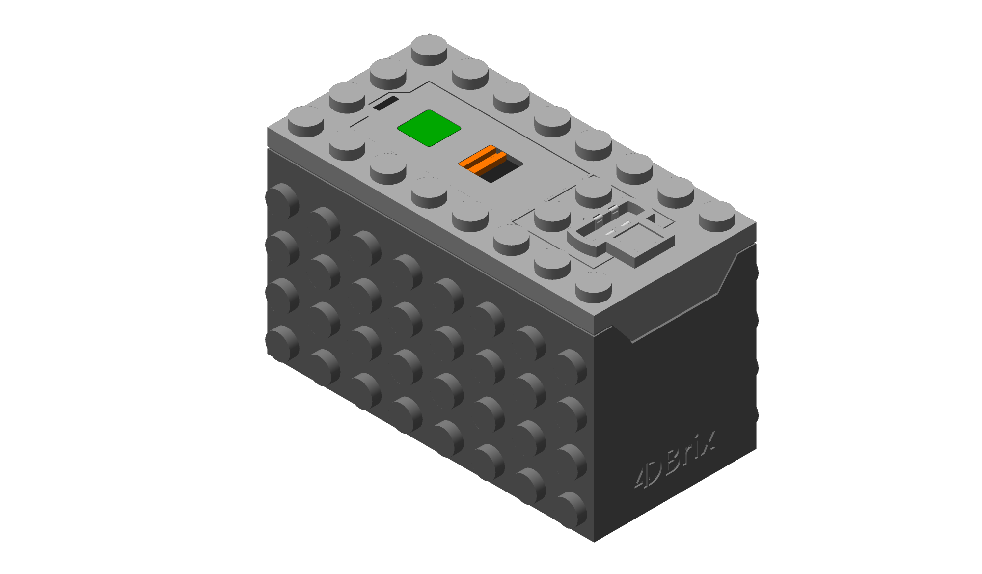 Studded battery box for LEGO trains.