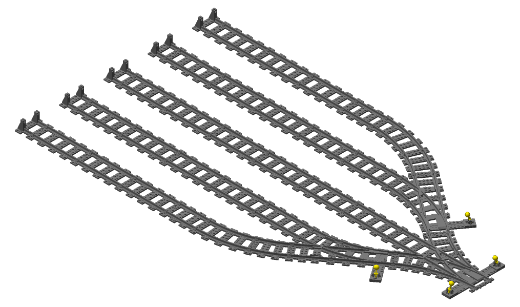 Lego Lot de 10 Rails Courbes 1/2 Trixbrix Impression 3D Compatible