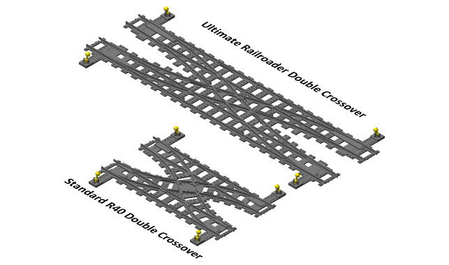 3D printed LEGO compatible ultimate railroader double crossover.