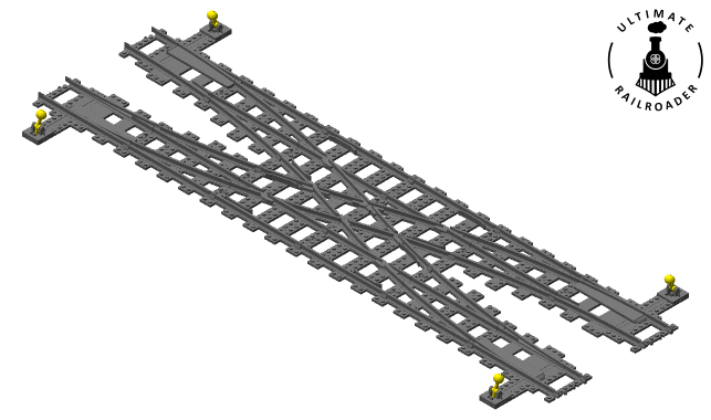 3D printed LEGO compatible ultimate railroader double crossover.
